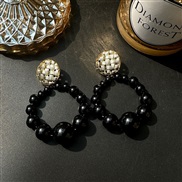 (E 72   black) trendins wind  fashion geometry Round beads earrings earring resin high Earring
