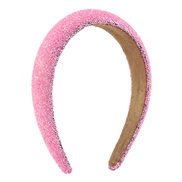 ( Pink)F colorful diamond brief fashion Headband woman  imitate Pearl gravel retro personality Headband