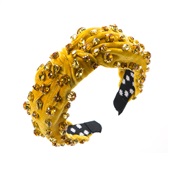 ( yellow) Headband occidental style fashion exaggerating velvet diamond Headband personality high temperament width wo
