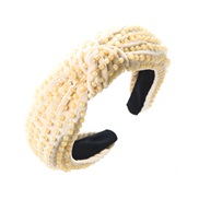 (Rice white ) Headband  Korean styleins wind velvet Cloth pure handmade beads Headband width Headband