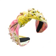 (yellow color ) Headband occidental style velvet candy colors Cloth width diamond Pearl