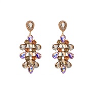 (color )occidental style fashion earrings woman Bohemia color Alloy diamond drop exaggerating long style