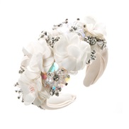 ( white) Headband woman occidental style crafts flowers Headband big width high embed crystal flower