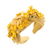 ( yellow) Headband occidental style pure color Clothdiy flowers Pearl Headband creative woman