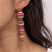 (EZ4465caise)E occidental style color pellet earrings woman beads personality pendant lovely sweet Earring