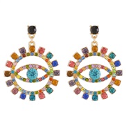 (gold +color )E occidental style wind exaggerating eyes Alloy earrings   fully-jewelled personality trend Street Snap c