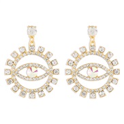 (gold +AB color)E occidental style wind exaggerating eyes Alloy earrings   fully-jewelled personality trend Street Snap
