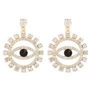 (gold + Black )E occidental style wind exaggerating eyes Alloy earrings   fully-jewelled personality trend Street Snap 