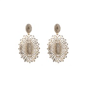 (White Diamond gold )occidental style fashion exaggerating earrings Alloy Rhinestone ear stud geometry fully-jewelled R
