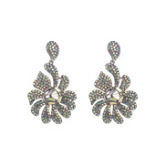 (ABsilvery )occidental style fashion exaggerating earrings Alloy luxurious temperament embed Rhinestone fully-jewelled 