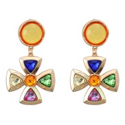 (yellow color )spring medium earrings flowers Earring woman Alloy Acrylic diamond occidental style earringearrings