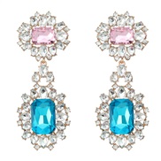 (blue )super colorful diamond exaggerating occidental style earrings Rhinestone fully-jewelled earring Alloy diamond ge