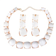 ( white)occidental style earrings necklace set woman square Alloy resin Bohemia ethnic style