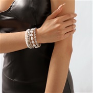 ( White k)occidental style brief samll Pearl bracelet set personality trend beads multilayer