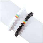 (black and white)occidental style wind personality fashion black rainbow bracelet  creative trend color lovers style