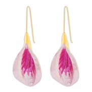 ( Pink) personality fashion color flowers long style earrings  occidental style wind Alloy enamel earring Earring