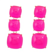 ( rose Red)exaggerating occidental style earrings geometry earring woman multilayer square Alloy resin