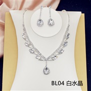 (BL 4 crystal) occidental style bride necklace set high-end all-Purpose crystal color clavicle chain earrings two