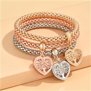 fashion concise love three color gold beads bracelet