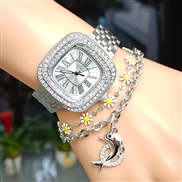( Silver++)square watch fashon Bracelets watch trend woman watch-face fully-jewelled Rome dgt quartz watch-face woman