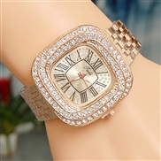 (Rose Gold)square watch fashon Bracelets watch trend woman watch-face fully-jewelled Rome dgt quartz watch-face woman