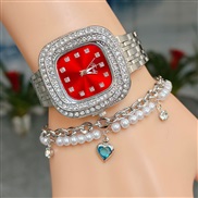 (++) fashion square fully-jewelled quartz watch-face woman With diamond dial trend temperament girl student wrist-wat