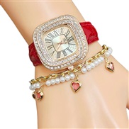 ( red+) love Bracelets watch lady fashion watch leather girl student wrist-watches