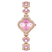 ( Pink) fashon clover Bracelets quartz watch gem lady watch woman watch-face