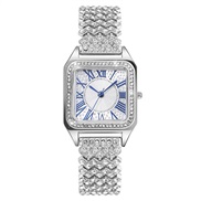 ( Silver) fashion Rome fully-jewelled square lady watch woman watch-face quartz watch-face