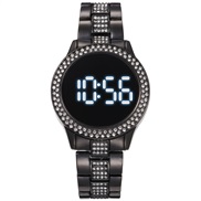 ( black)Double row diamond man women Waterproofled electronic watch-face  occidental style man watch-face watch