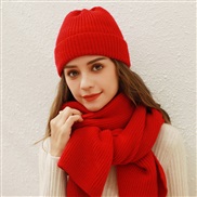 ( red)pure color knitting hat woman Autumn and Winter Korean style knitting student all-Purpose woolen