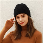 ( one size)( black)pure color knitting hat woman Autumn and Winter Korean style knitting student all-Purpose woolen