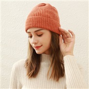 ( one size)( orange)pure color knitting hat woman Autumn and Winter Korean style knitting student all-Purpose woolen