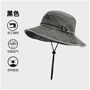 ( black) cotton foldable Outdoor man belt belt wind rope Bucket hat