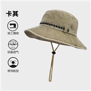 (M56-58cm)( khaki) cotton foldable Outdoor man belt belt wind rope Bucket hat