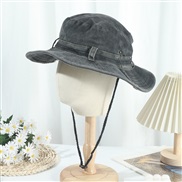 ( Dark grey+)cm occidental style man big Bucket hat pure color leisure cotton travel Outdoor