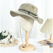 (M56-58cm)( khaki+)cm occidental style man big Bucket hat pure color leisure cotton travel Outdoor