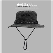 (M56-58cm)( gray )cm occidental style man big Bucket hat pure color leisure cotton travel Outdoor