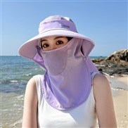 ( purple )spring summer fashion Korean style sunscreen big shawl Bucket hat belt sun hat woman