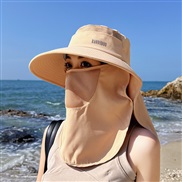 ( Khaki)spring summer fashion Korean style sunscreen big shawl Bucket hat belt sun hat woman