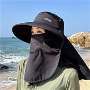 ( black )spring summer fashion Korean style sunscreen big shawl Bucket hat belt sun hat woman