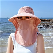( pink)spring summer fashion Korean style sunscreen big shawl Bucket hat belt sun hat woman