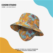 ( yellow)spring summer sunscreen ethnic style hat woman Outdoor big Shade Bucket hat