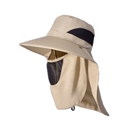 ( Khaki)spring summer Shade sunscreen big shawl Bucket hat man Outdoor hat