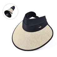 ( Beige)summer black big Shade sunscreen hat woman Outdoor fashion all-Purpose Korean style foldable sun hat