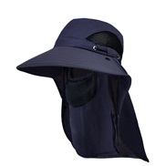 ( Navy blue)spring summer man Outdoor hat Shade sunscreen big shawl Bucket hat