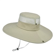 ( Khaki)summer Outdoor hat man big Shade sunscreen draughty all-Purpose Bucket hat