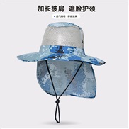 (  blue )occidental style Outdoor hat summer man sunscreen sun hat big shawl Bucket hat