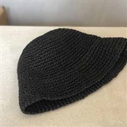 ( black)foldable handmade weave Bucket hat hat woman Korean style summer straw hat Sandy beach small fresh sun hat