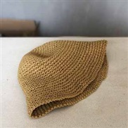 ( one size)( Khaki)foldable handmade weave Bucket hat hat woman Korean style summer straw hat Sandy beach small fresh s